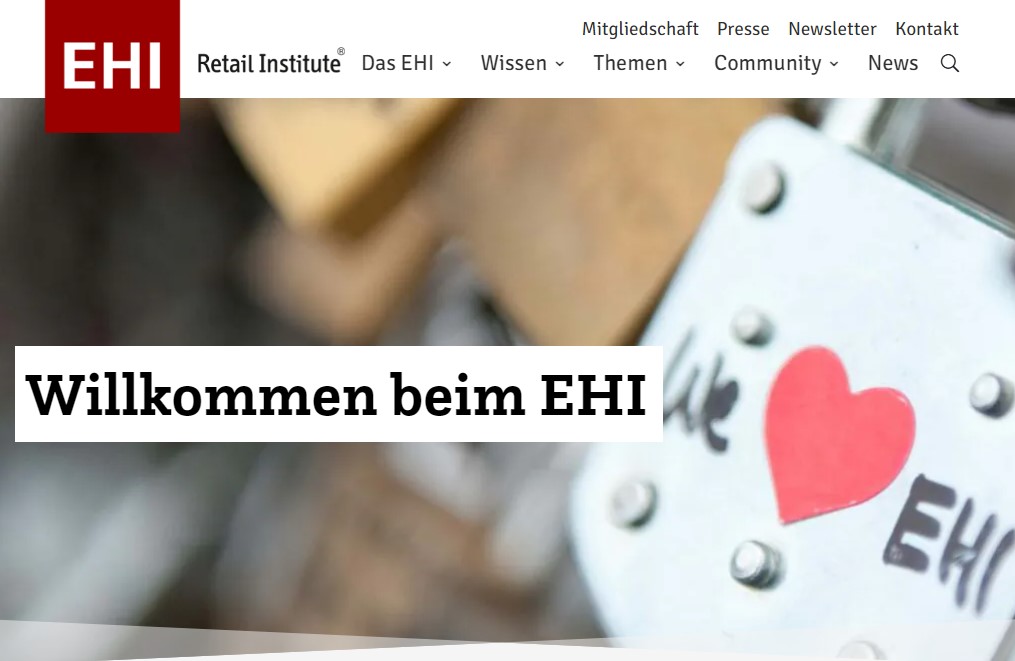 Screenshot der Website des EHI Retail-Institutes