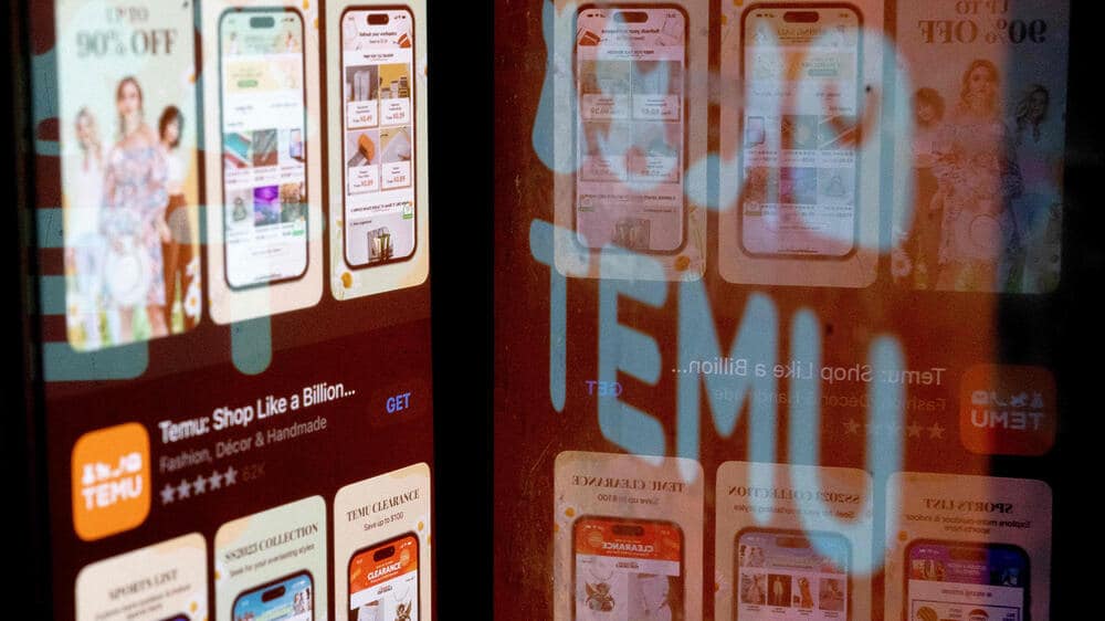 Visualiserung der chinesischen Temu Mobile Shopping App