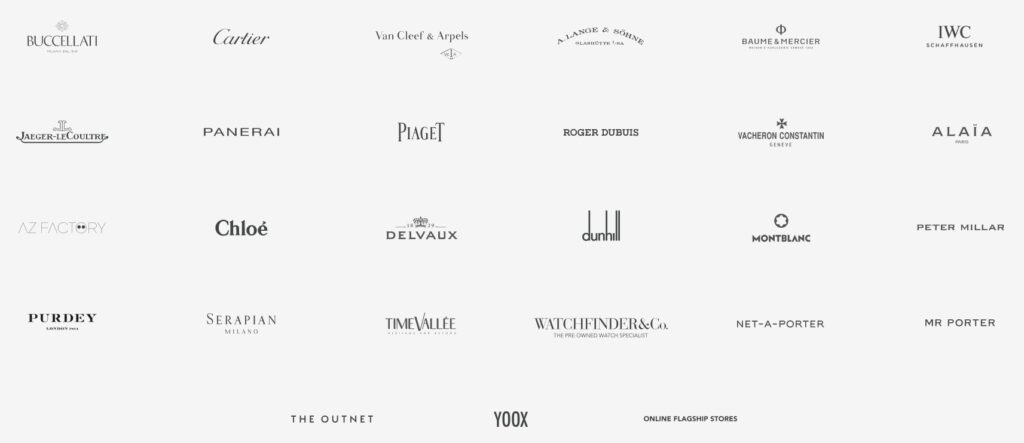 Logos aller Richemont Unternehmen, Maisons und Businesses