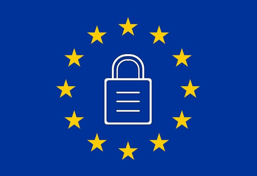 EU-Symbol und Schloß als Symbol für den Digital Service Act (DSA)
