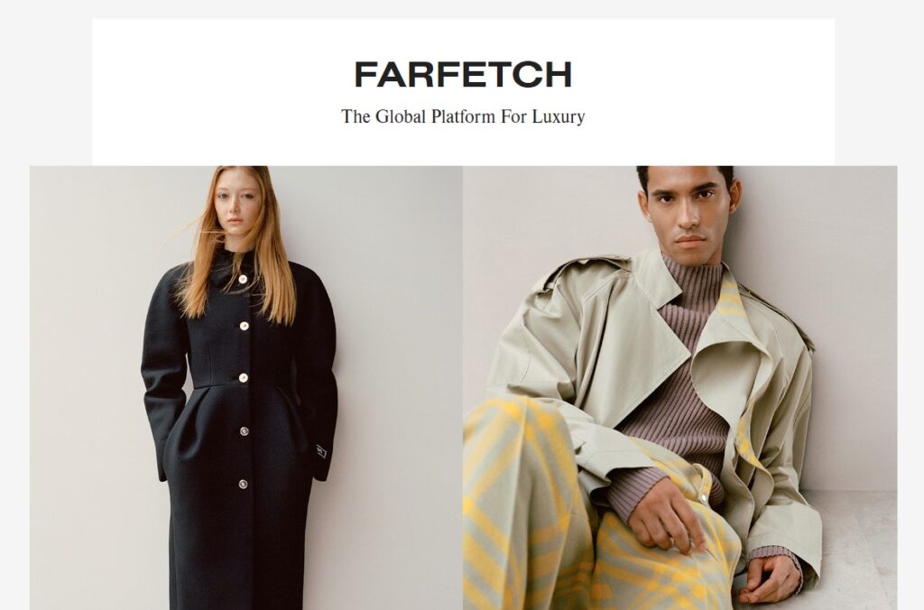 Startseite der Farfetch Corporate Website