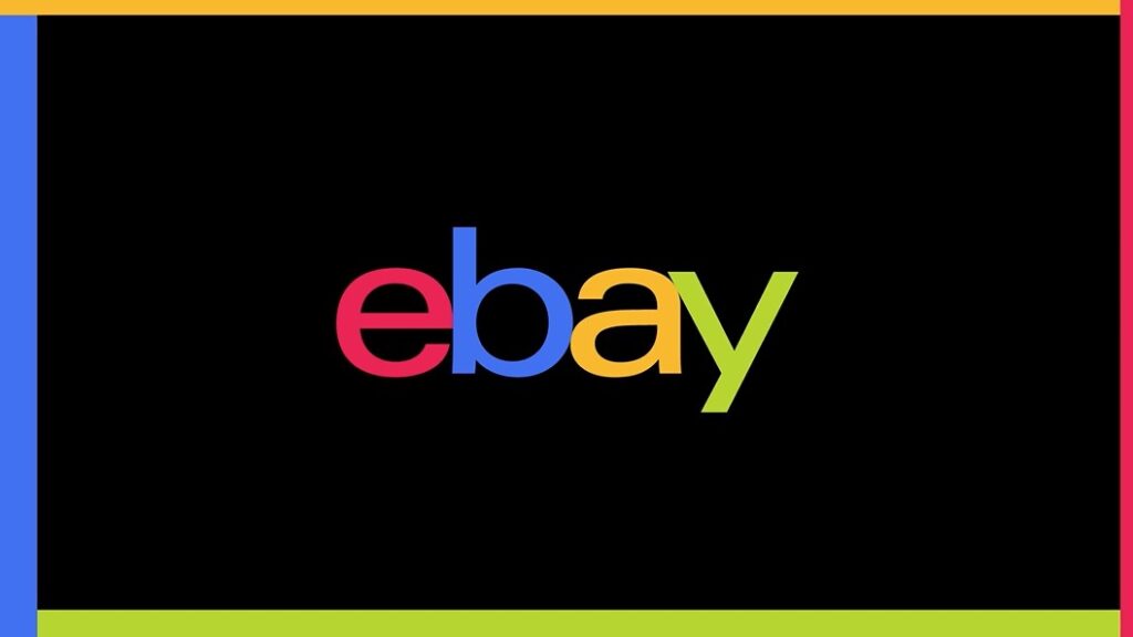 eBay Logo auf schwarzem Hintergrund