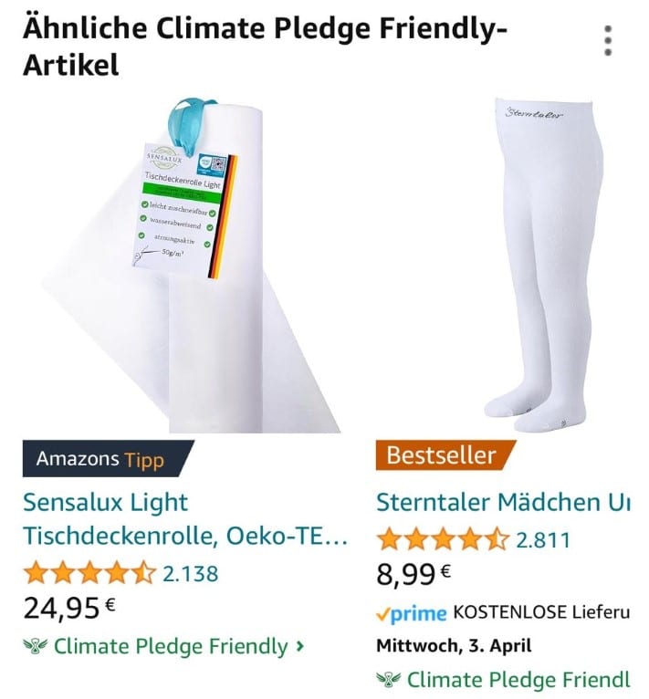 Climate Friendly Badge bei Amazon