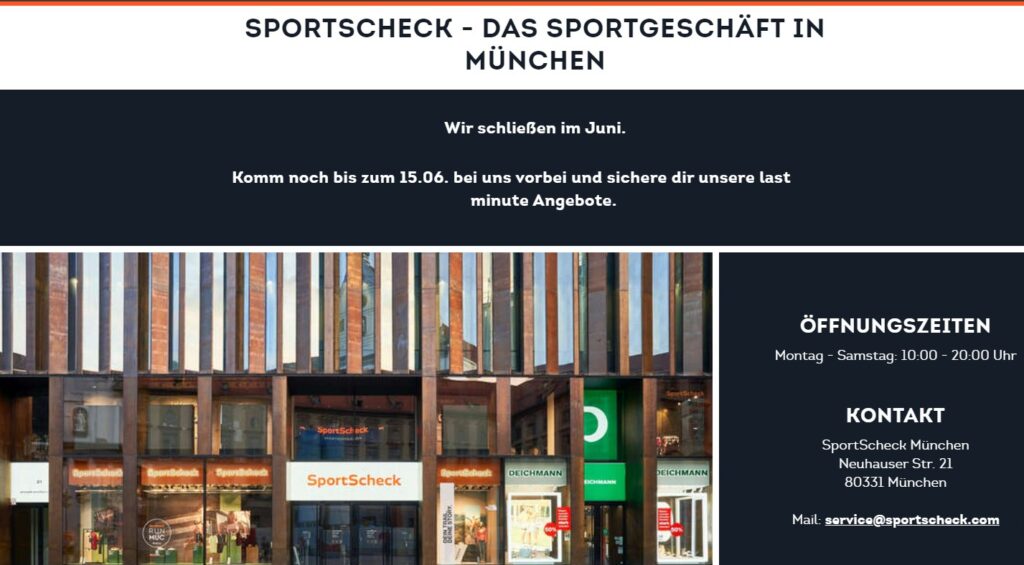SportScheck München wird geschlossen