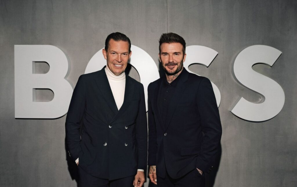 Hugo Boss CEO Daniel Grieder und David Beckham
