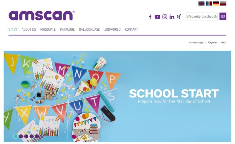 Startseite von Amscan Europe