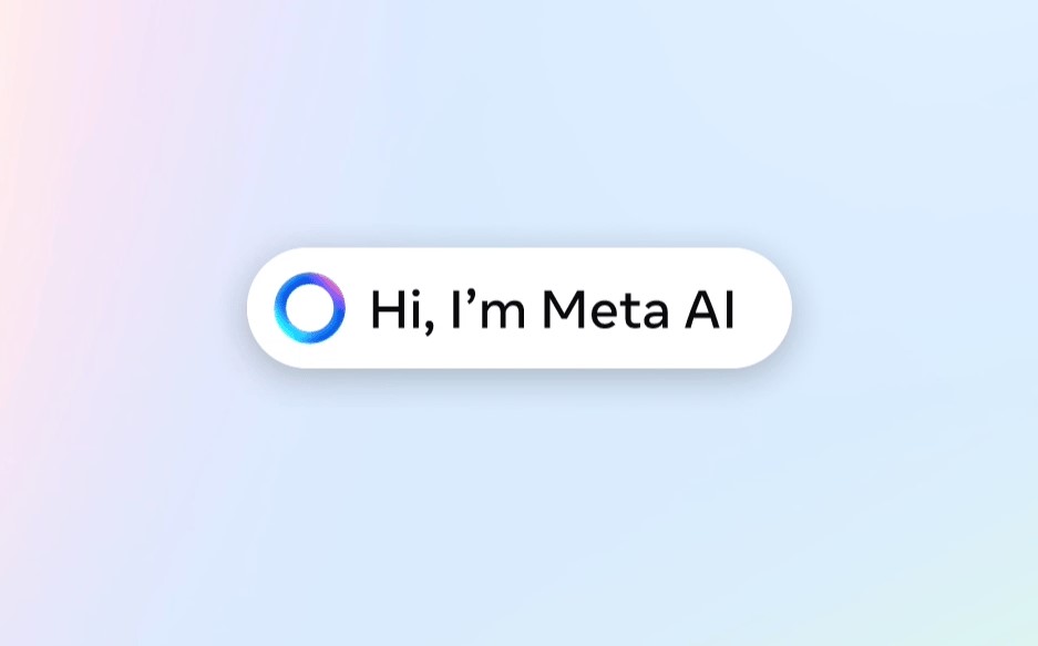 Hi, I'm Meta AI Text mit dem Logo von Meta