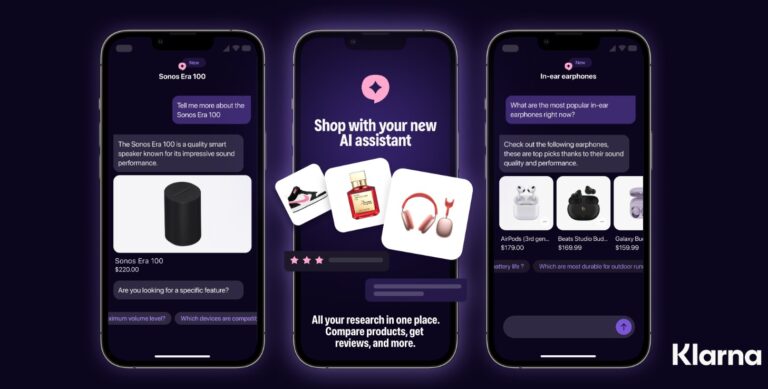 Klarna Shopping AI-Features auf einem Smartphone dargestellt