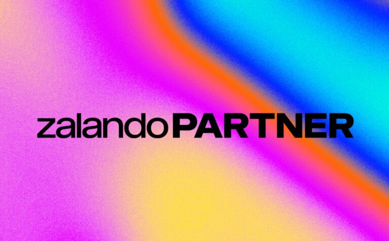 Zalando Partner-Logo vor buntem Hintergrund