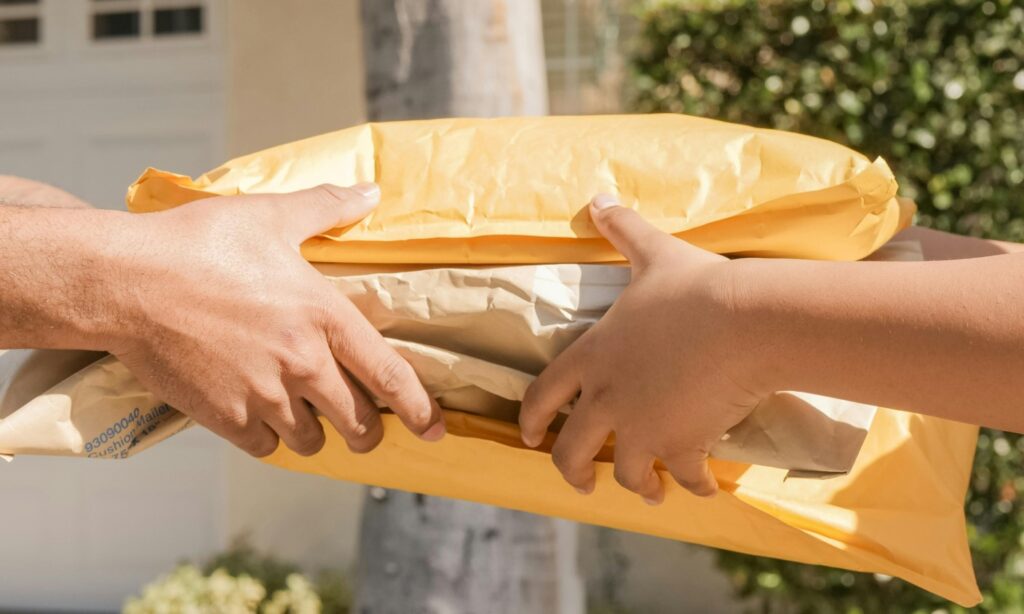 Mehrere Pakete bei der Übergabe