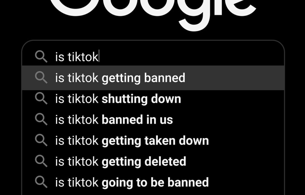 Auto-Suggest Ergebnisse zum TikTok Verbot