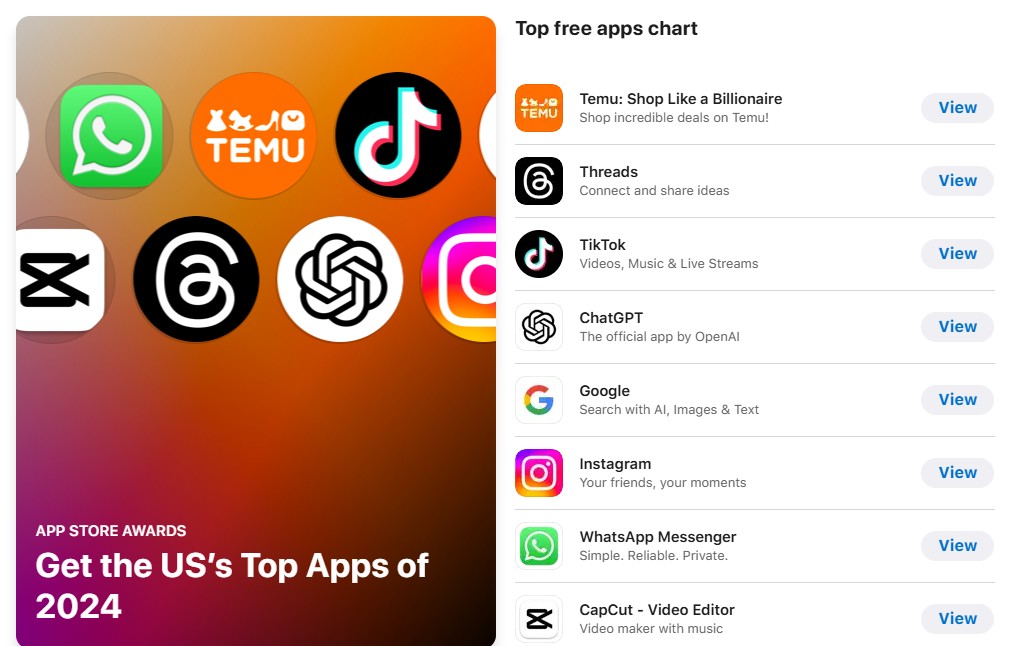 Temu Top Apple App Store Download 2024