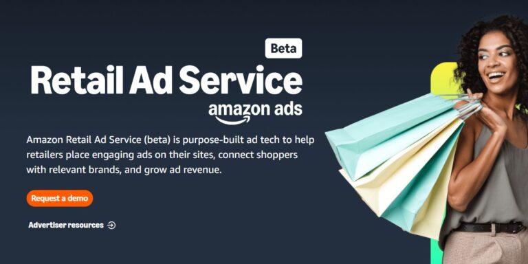 Landingpage von Amazon Retail Ad Service (beta)