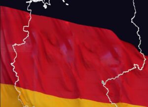 Deutschland-Flagge mit Umriss einer Landkarte