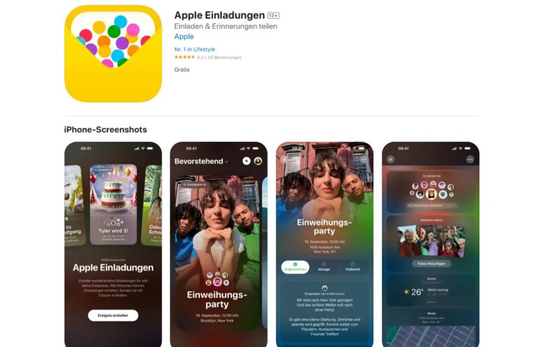 Apple Einladungen im App-Store