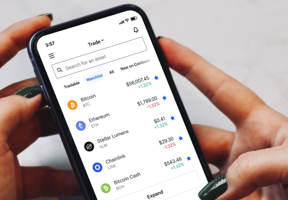 Coinbase auf einem Smartphone