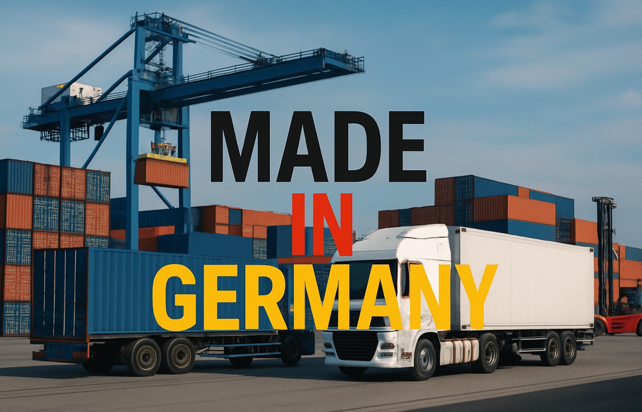 Made in Germany vor einem Containerhafen