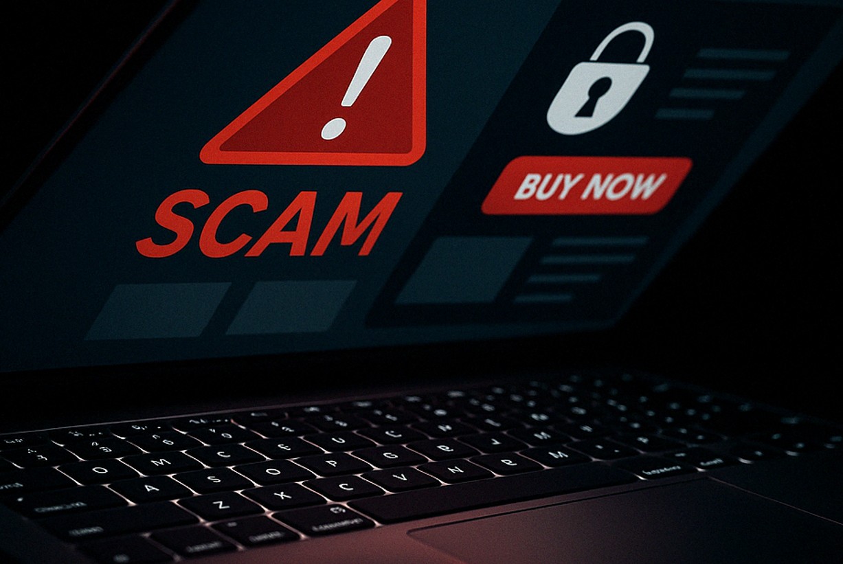 SCAM Schrift auf einem Online Shop