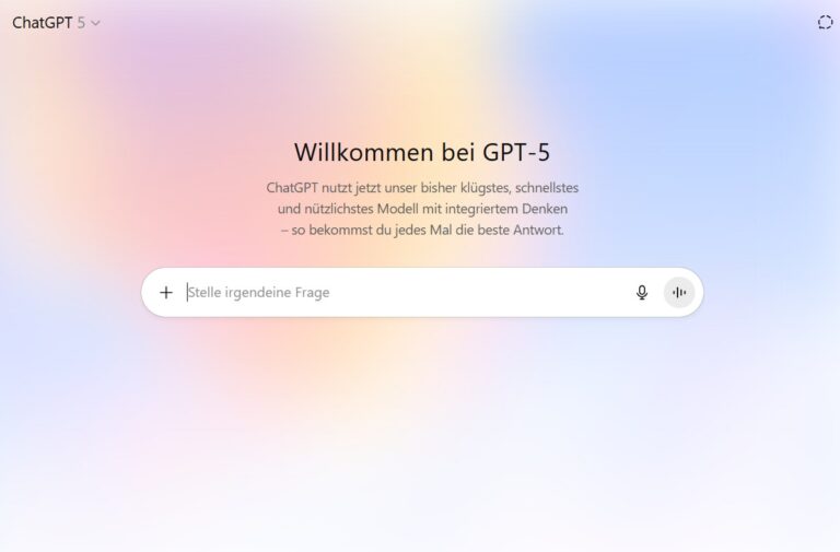 Eingabemaske von ChatGPT 5