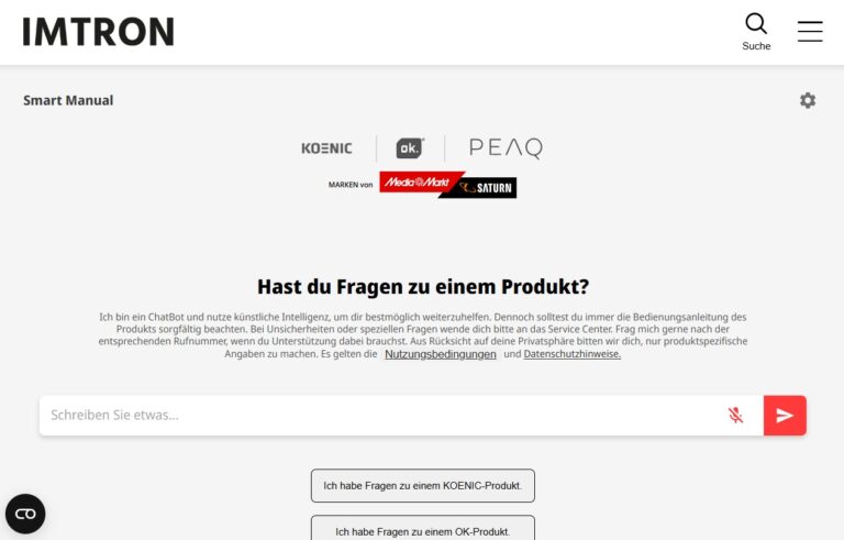 KI Chatbot fuer IMTRON MediaMarktSaturn Eigenmarken