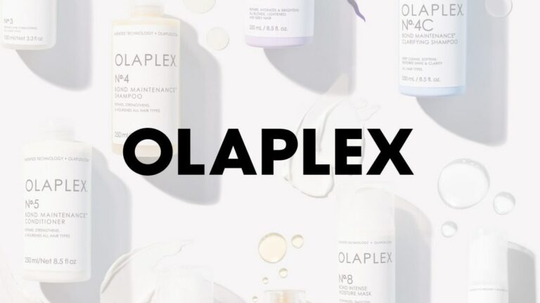 OLAPLEX Logo vor mehreren Produkten