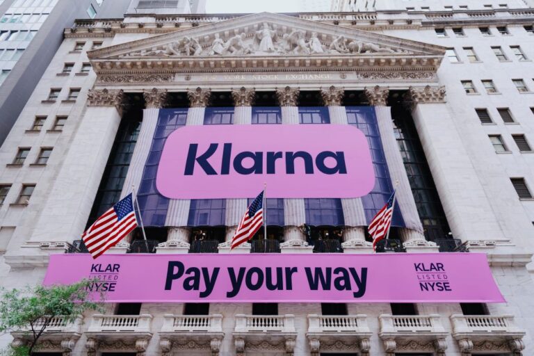 Klarna Banner zum Boersengang in New York