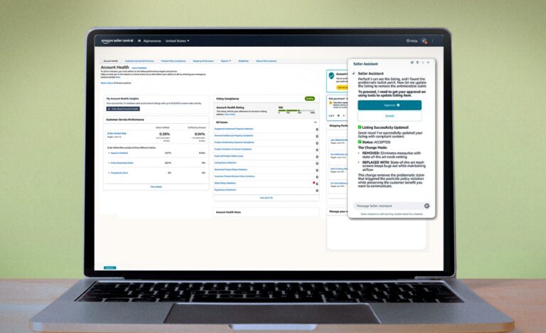 Screen des neuen Amazon KI Seller Assistant