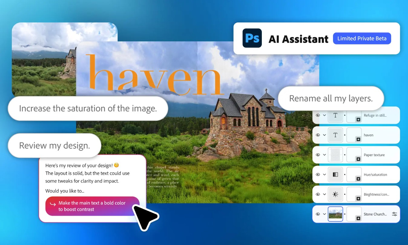 Beispiel des Adobe Photoshop AI Assistant