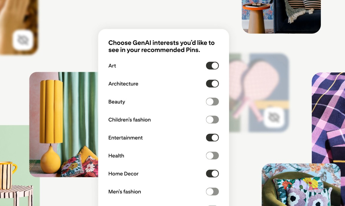 Einstellungen bei Pinterest zu GenAI