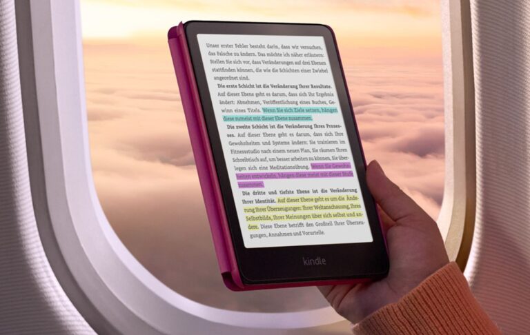 Amazon Kindle in einem Flugzeug