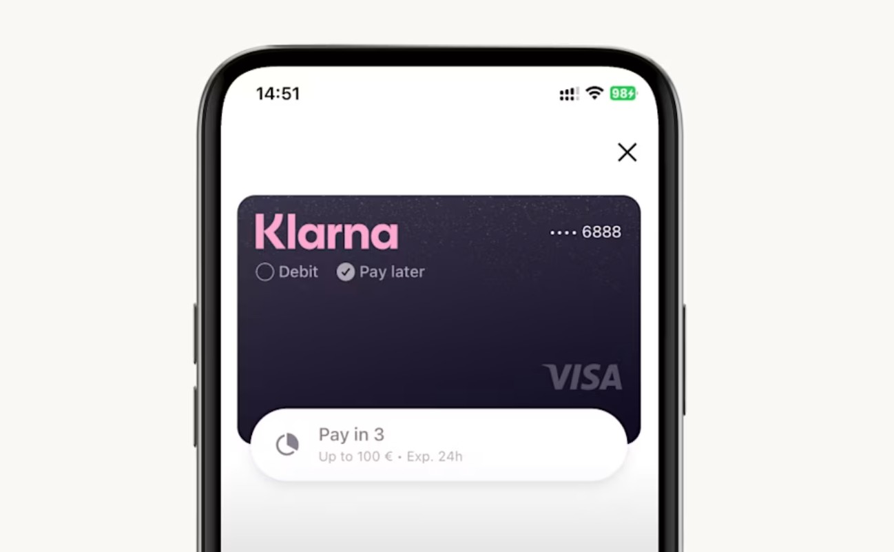 Klarna Tab to Pay Funktion
