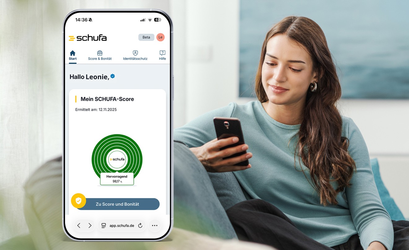 Mein SCHUFA Score auf einem Smartphone