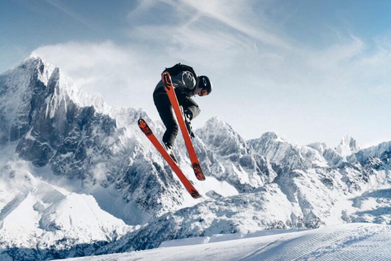 Ski Sportler im Sprung