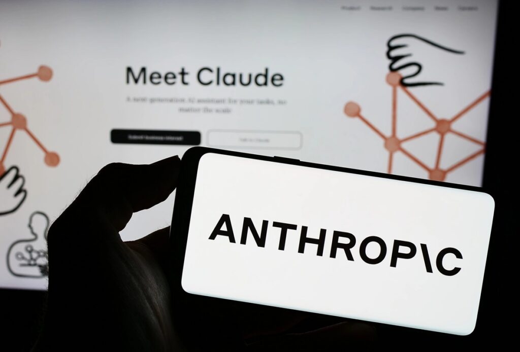 Anthropic Logo auf einem Smartphone