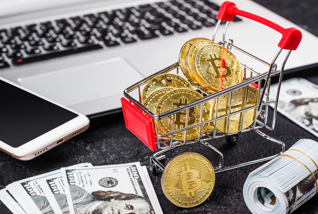 Symbolik fuer Krypto Zahlungen im Handel