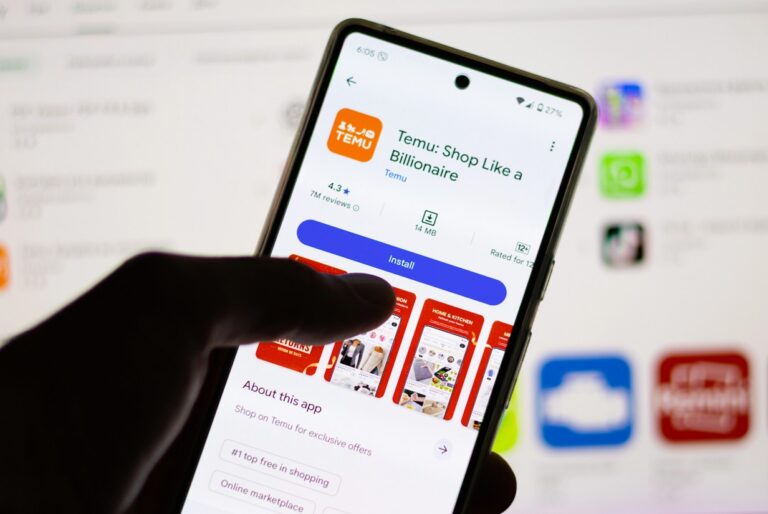 Temu App auf einem Smartphone