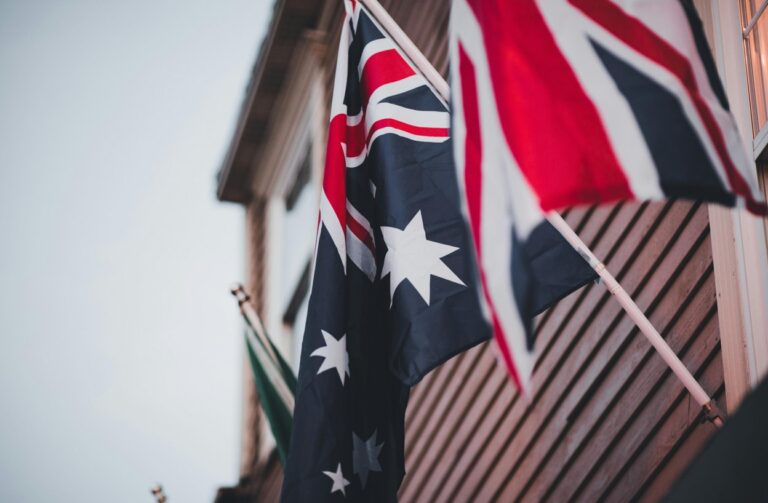 Flagge von Australien an einem Haus