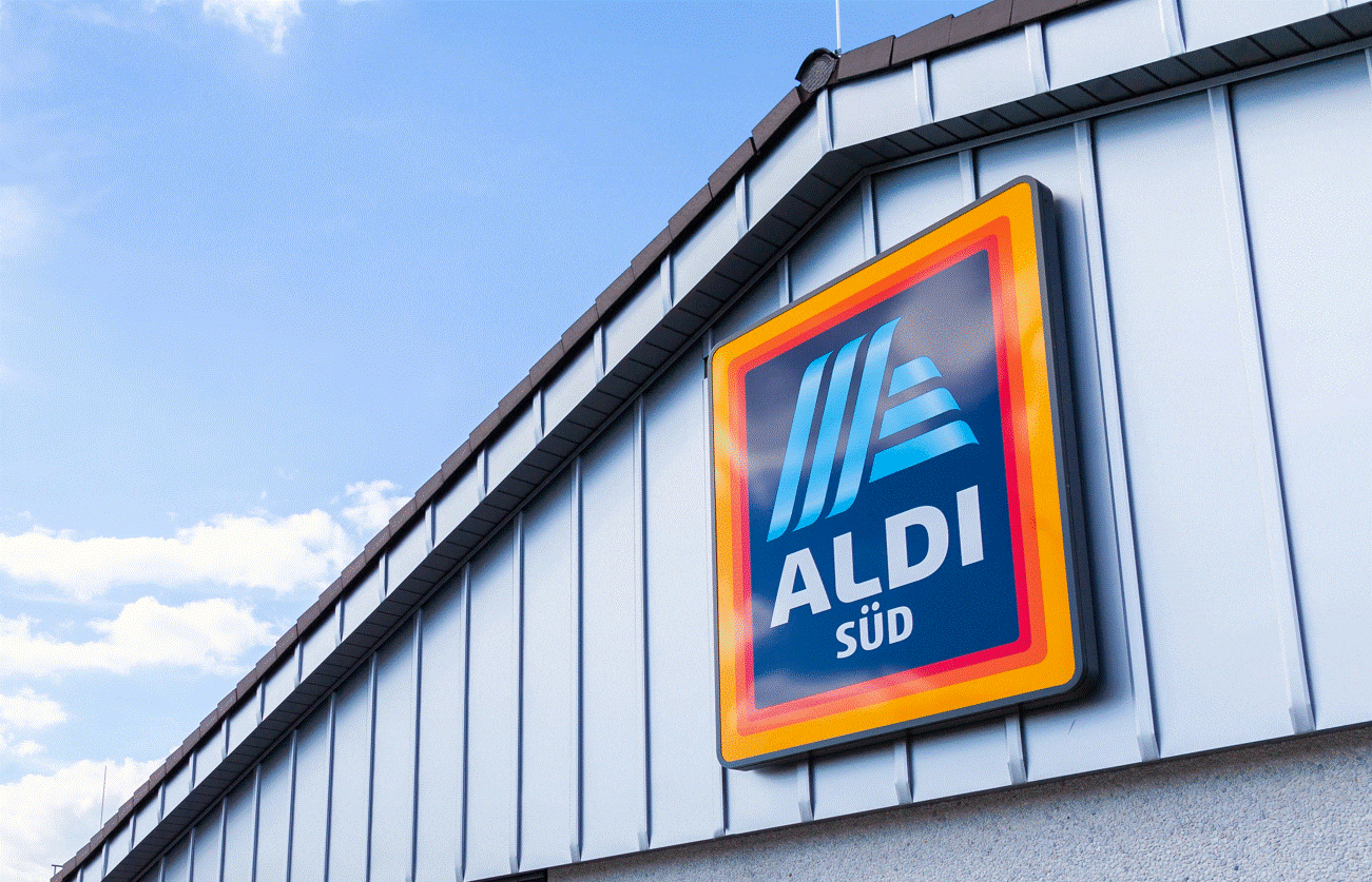 Grosses ALDI SUED Logo an einem Markt