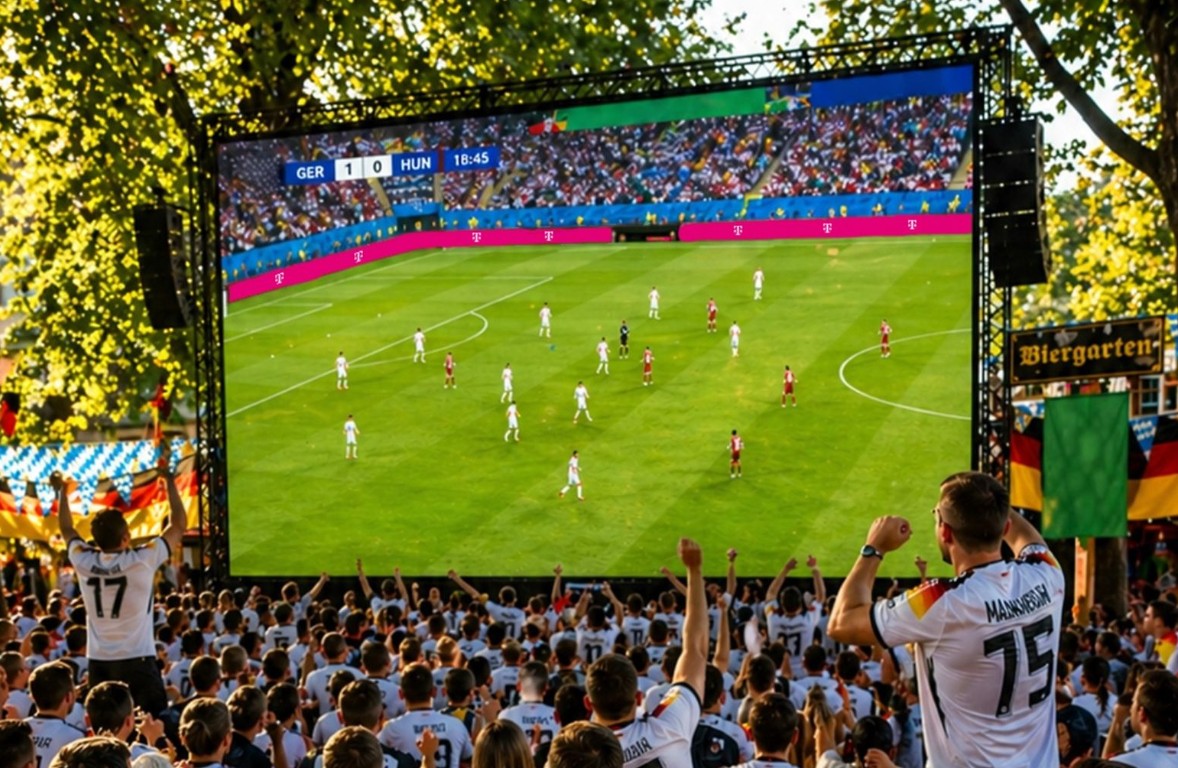 Public Viewing in einem Biergarten
