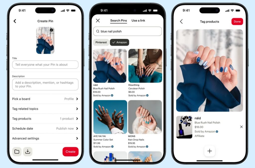 Connection von Pinterest und Amazon Storefronts