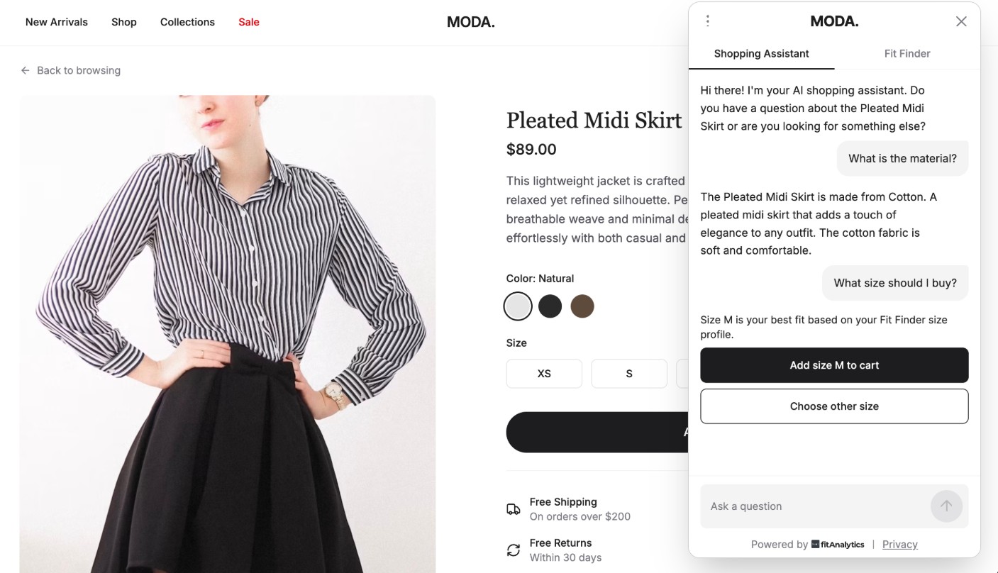 KI Shopping Assistent von Fit Analytics