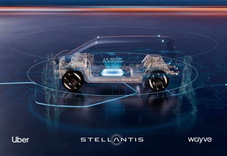Logos von Uber Stellantis Wayve