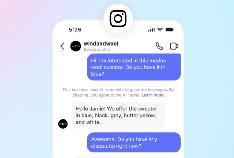 Screenshot eines Chats mit Meta Business Agent