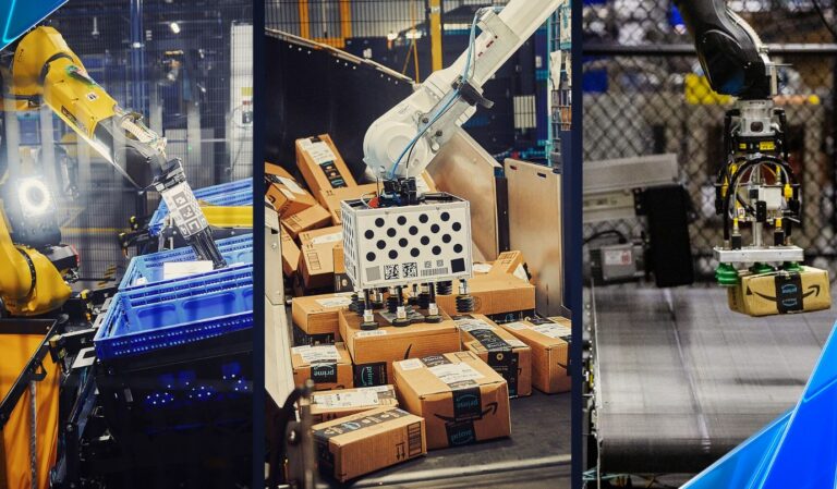 Verschiedene Roboter in Amazon Logistik