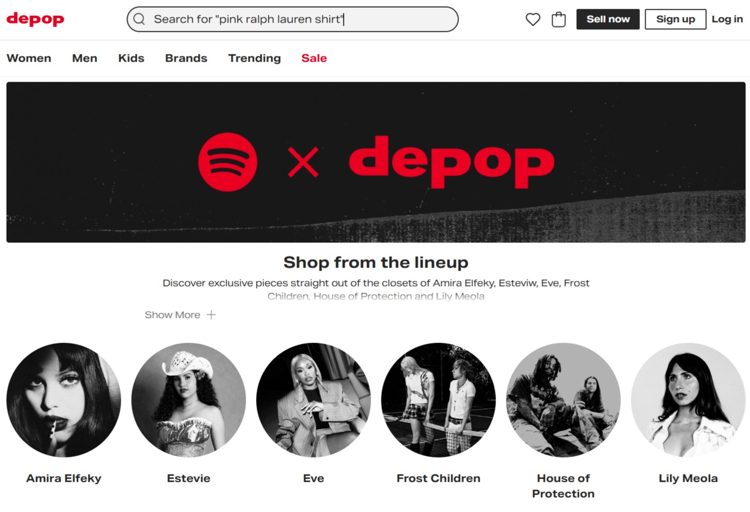 Depop Spotify Landingpage