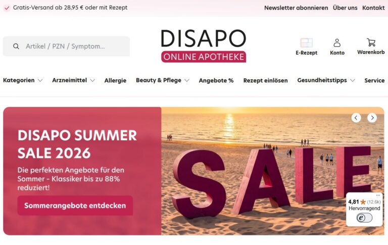 Disapo Screenshot der Startseite