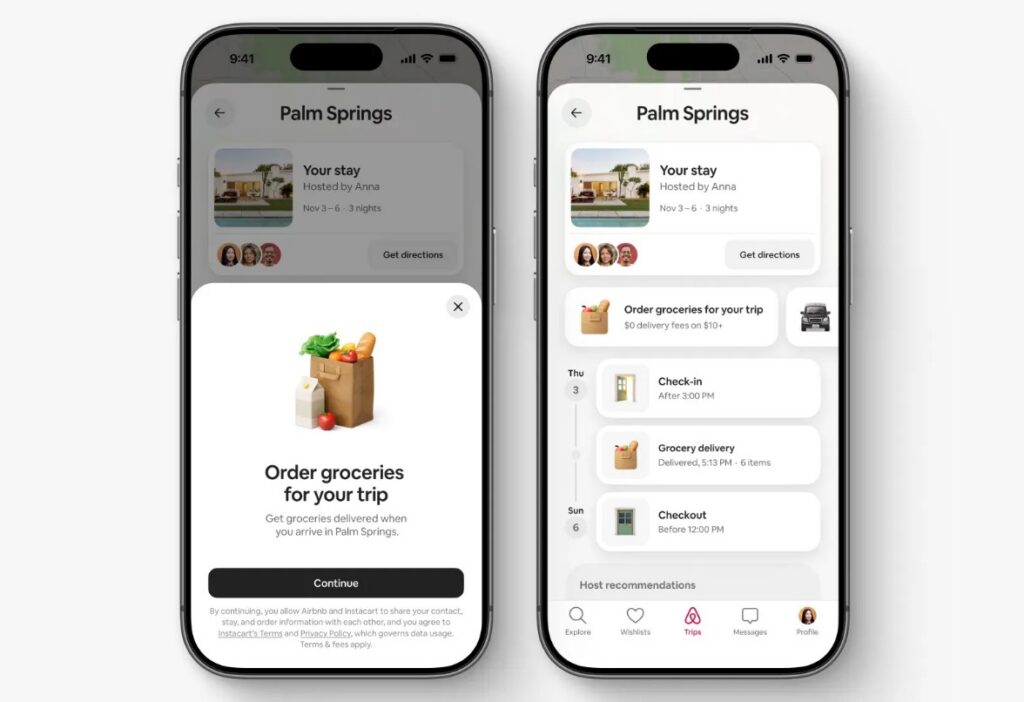 Instacart Lebensmittel Bestellung bei Airbnb
