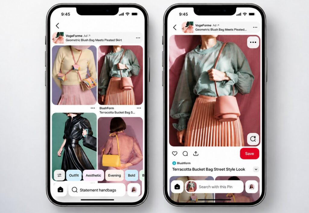 Screenshots von Pinterest Visual Search Ads