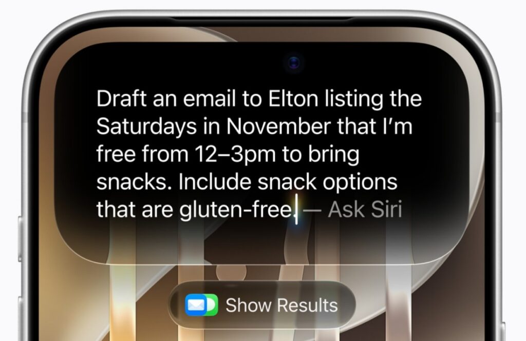 SiriAI E Mail Draft auf einem iPhone