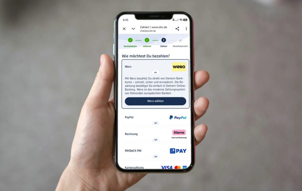 Wero Zahlung im dm Onlineshop